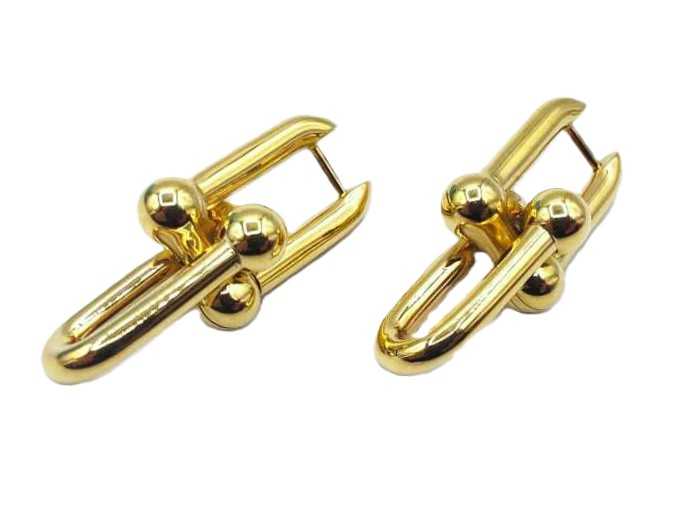 ティファニー買取 750YG ハードウェア ラージリンク ピアス